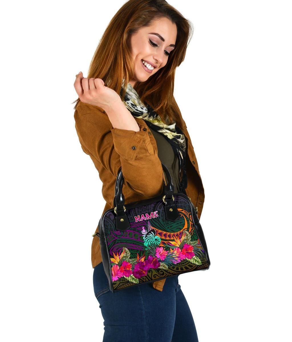 New Caledonia Polynesian Personalised Shoulder Handbag - Summer Hibiscus