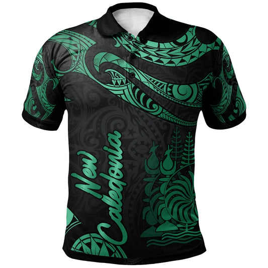 New Caledonia Polynesian Polo Shirt - Poly Tattoo Green Version