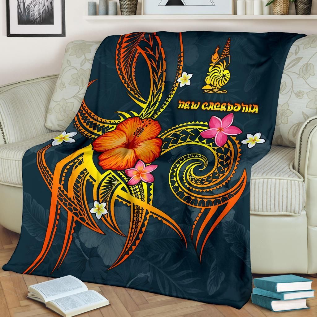 New Caledonia Polynesian Premium Blanket - Legend of New Caledonia (Blue)