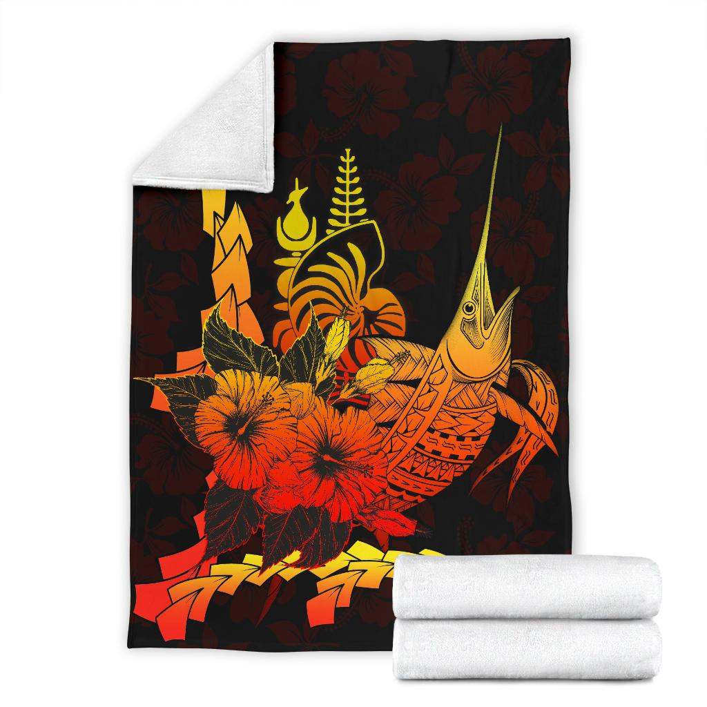New Caledonia Polynesian Premium Blanket - Swordfish With Hibiscus