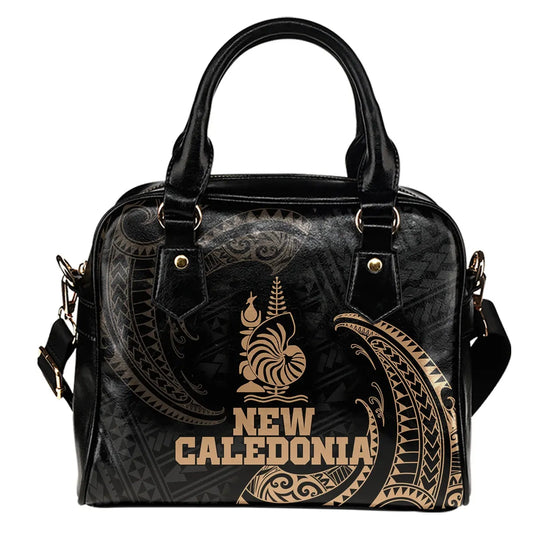 New Caledonia Polynesian Shoulder Handbag - Gold Tribal Wave
