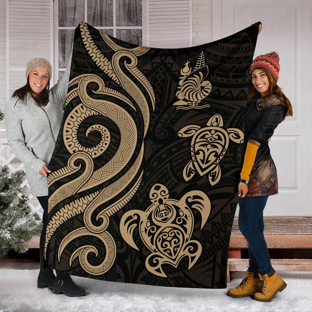 New Caledonia Premium Blanket - Gold Tentacle Turtle