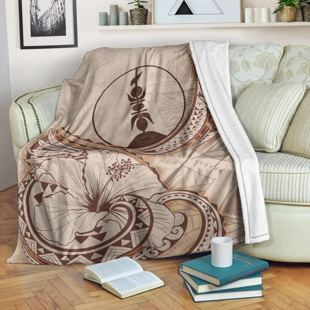 New Caledonia Premium Blanket - Hibiscus Flowers Vintage Style