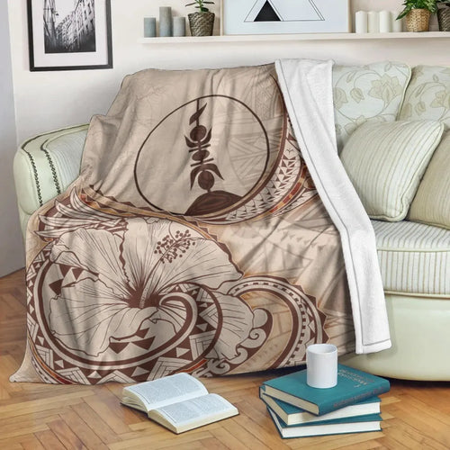 New Caledonia Premium Blanket - Hibiscus Flowers Vintage Style
