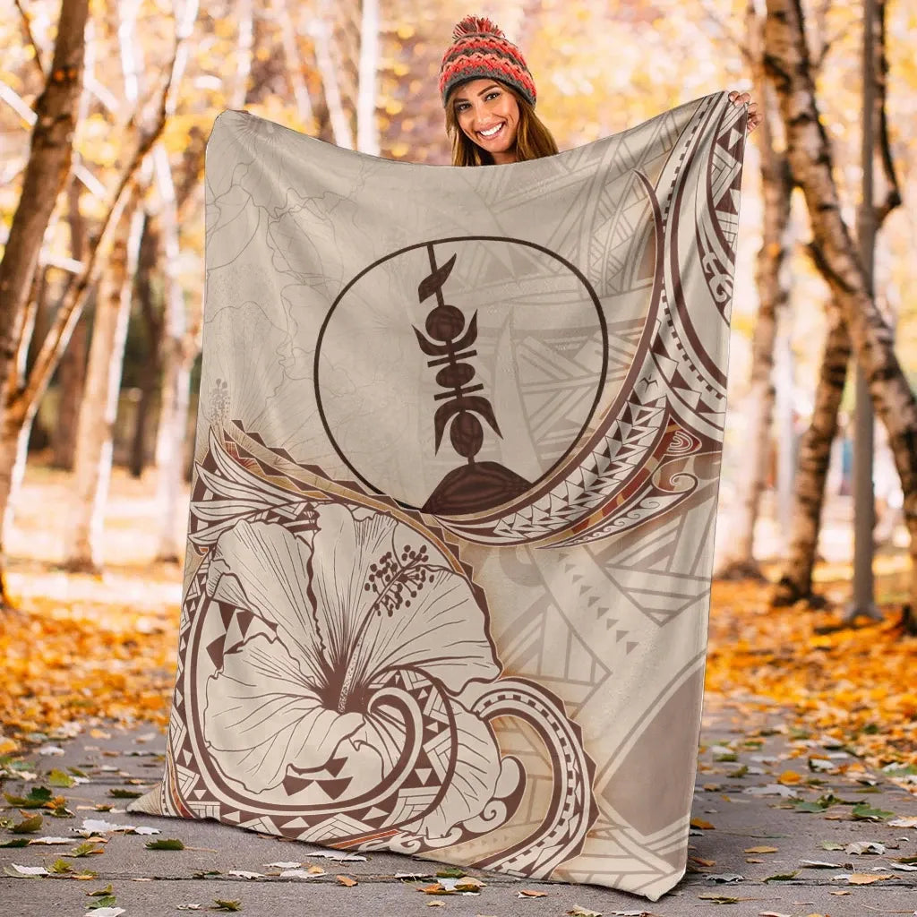 New Caledonia Premium Blanket - Hibiscus Flowers Vintage Style