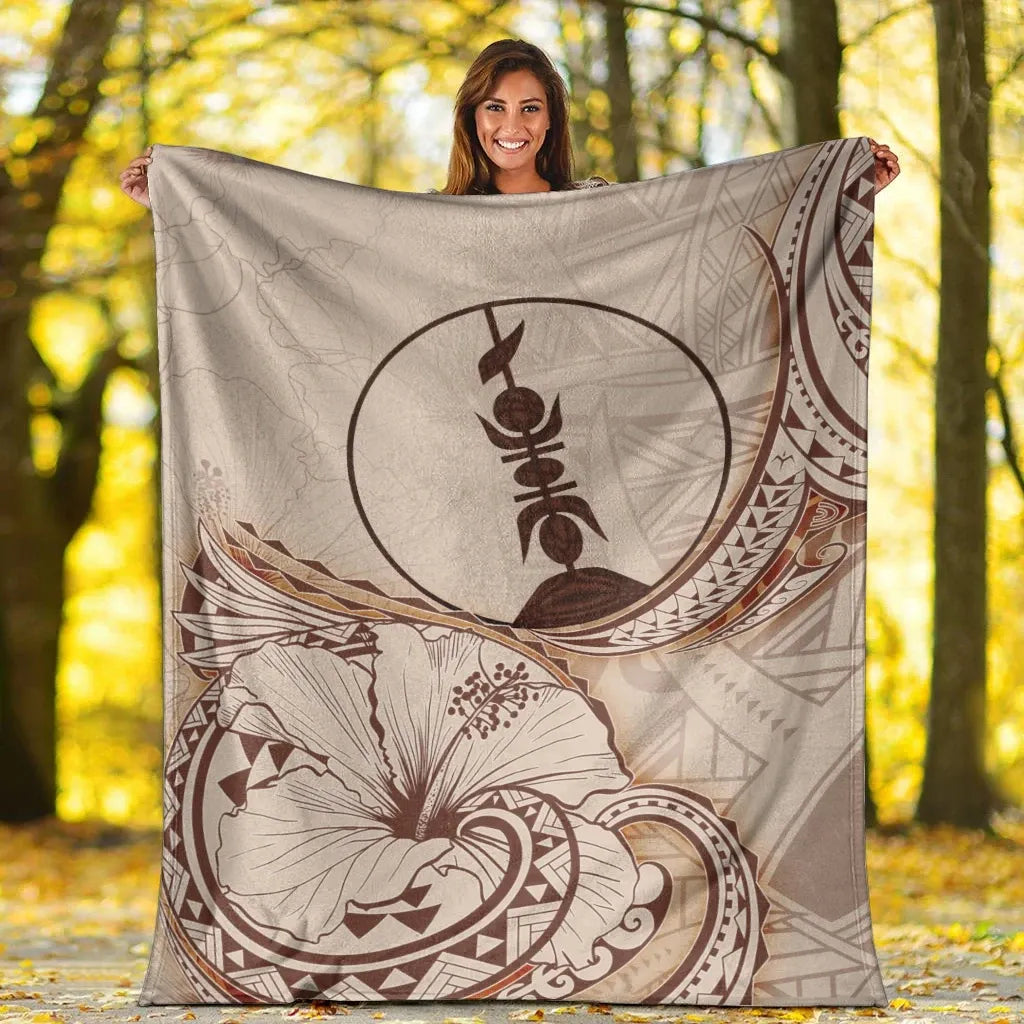 New Caledonia Premium Blanket - Hibiscus Flowers Vintage Style
