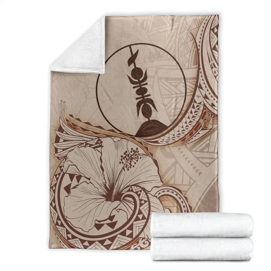 New Caledonia Premium Blanket - Hibiscus Flowers Vintage Style