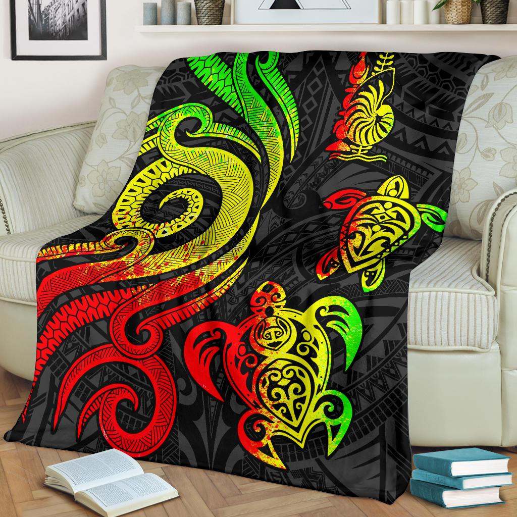 New Caledonia Premium Blanket - Reggae Tentacle Turtle