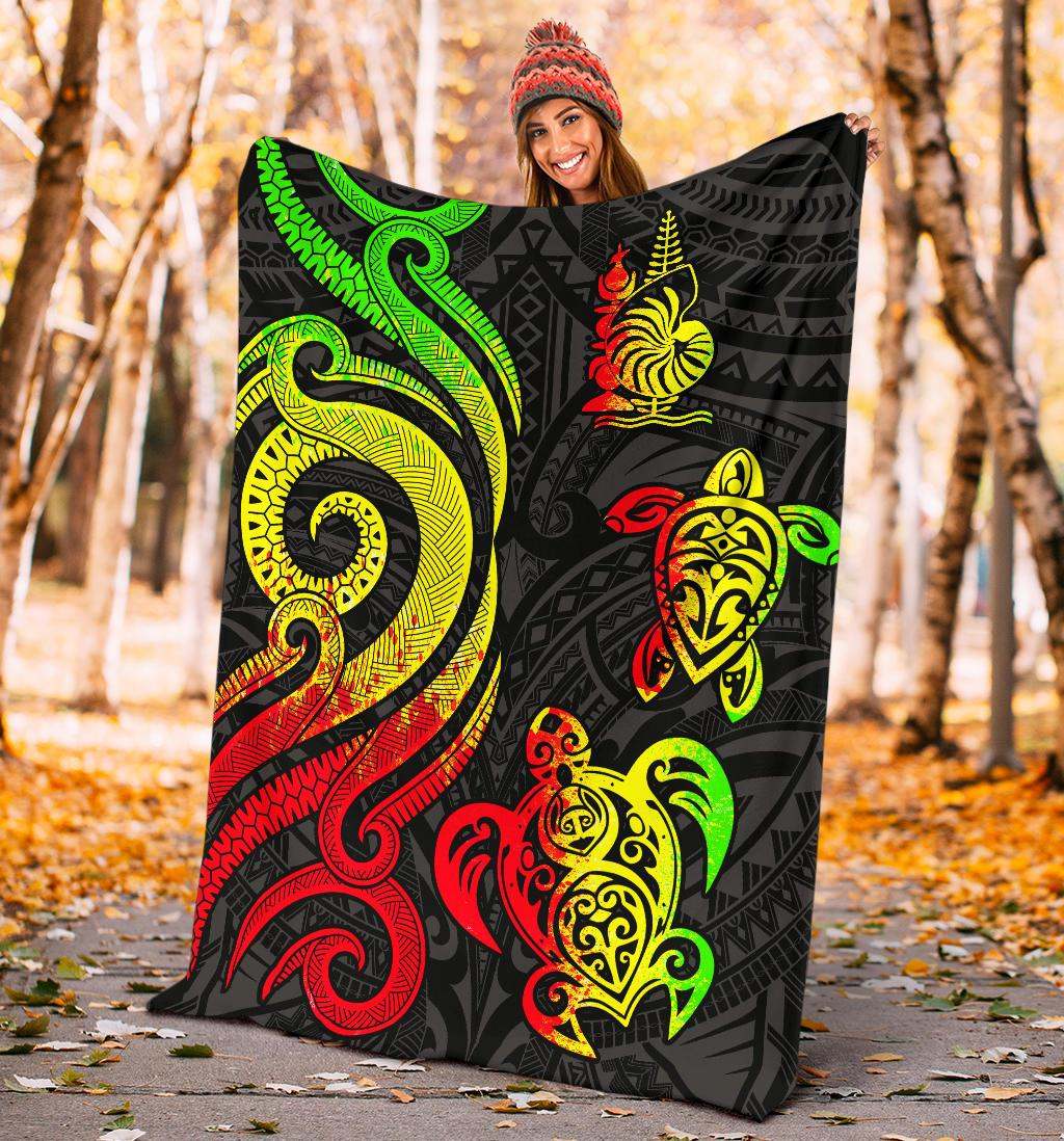 New Caledonia Premium Blanket - Reggae Tentacle Turtle