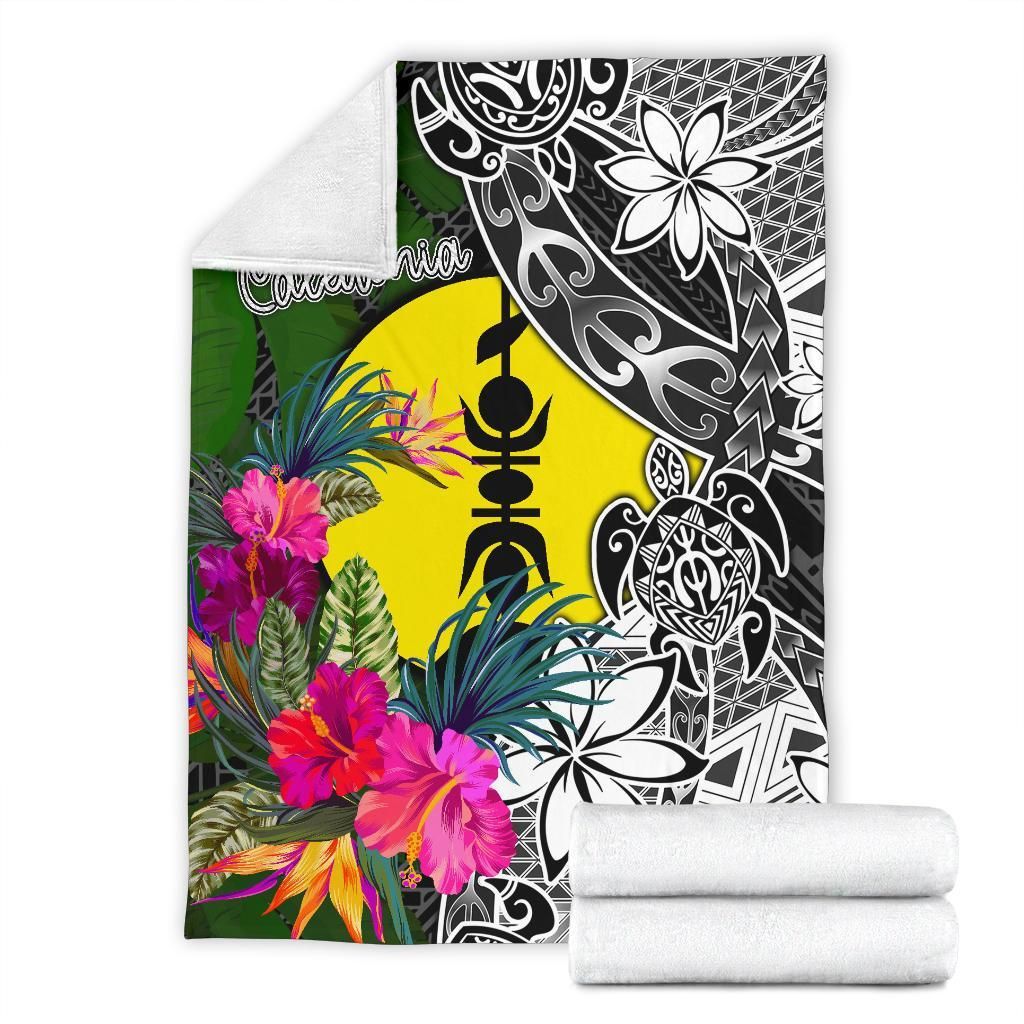 New Caledonia Premium Blanket - Turtle Plumeria Banana Leaf