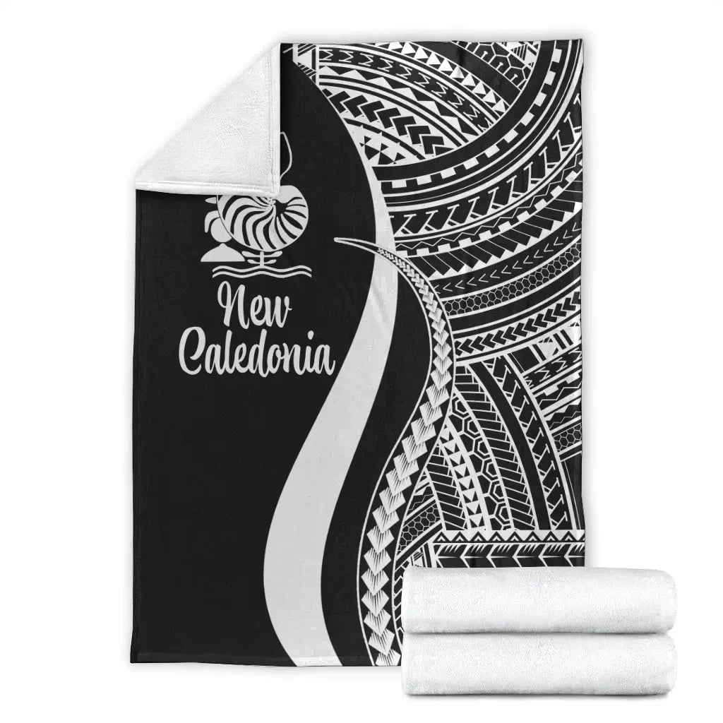 New Caledonia Premium Blanket - White Polynesian Tentacle Tribal Pattern Crest