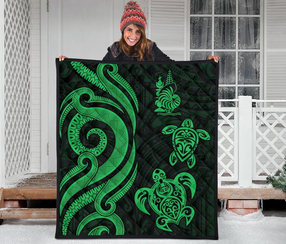 New Caledonia Premium Quilt - Green Tentacle Turtle