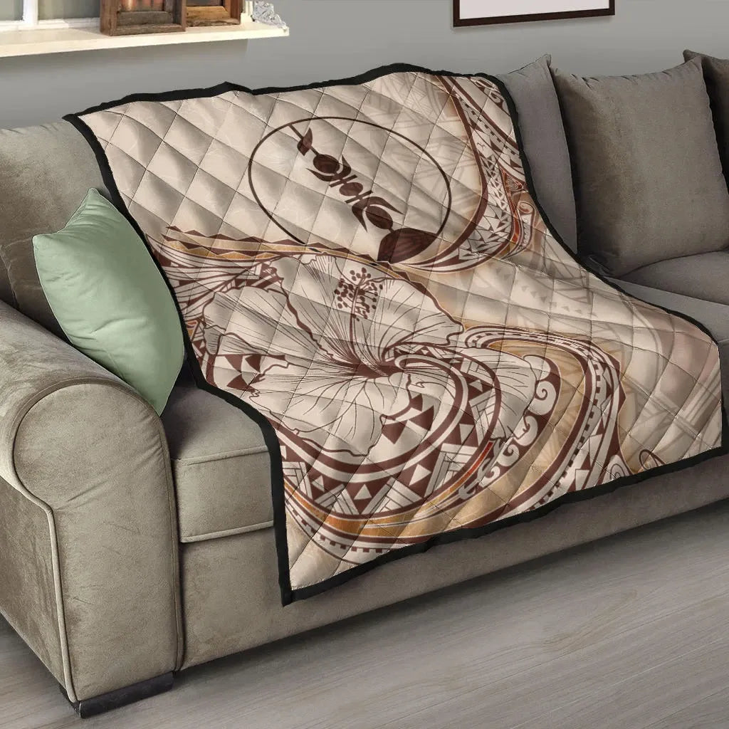 New Caledonia Premium Quilt - Hibiscus Flowers Vintage Style