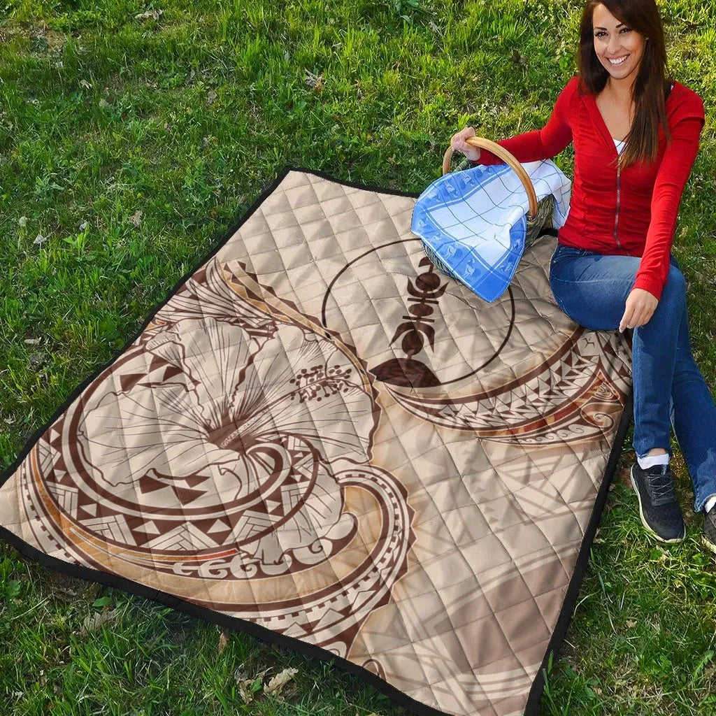 New Caledonia Premium Quilt - Hibiscus Flowers Vintage Style