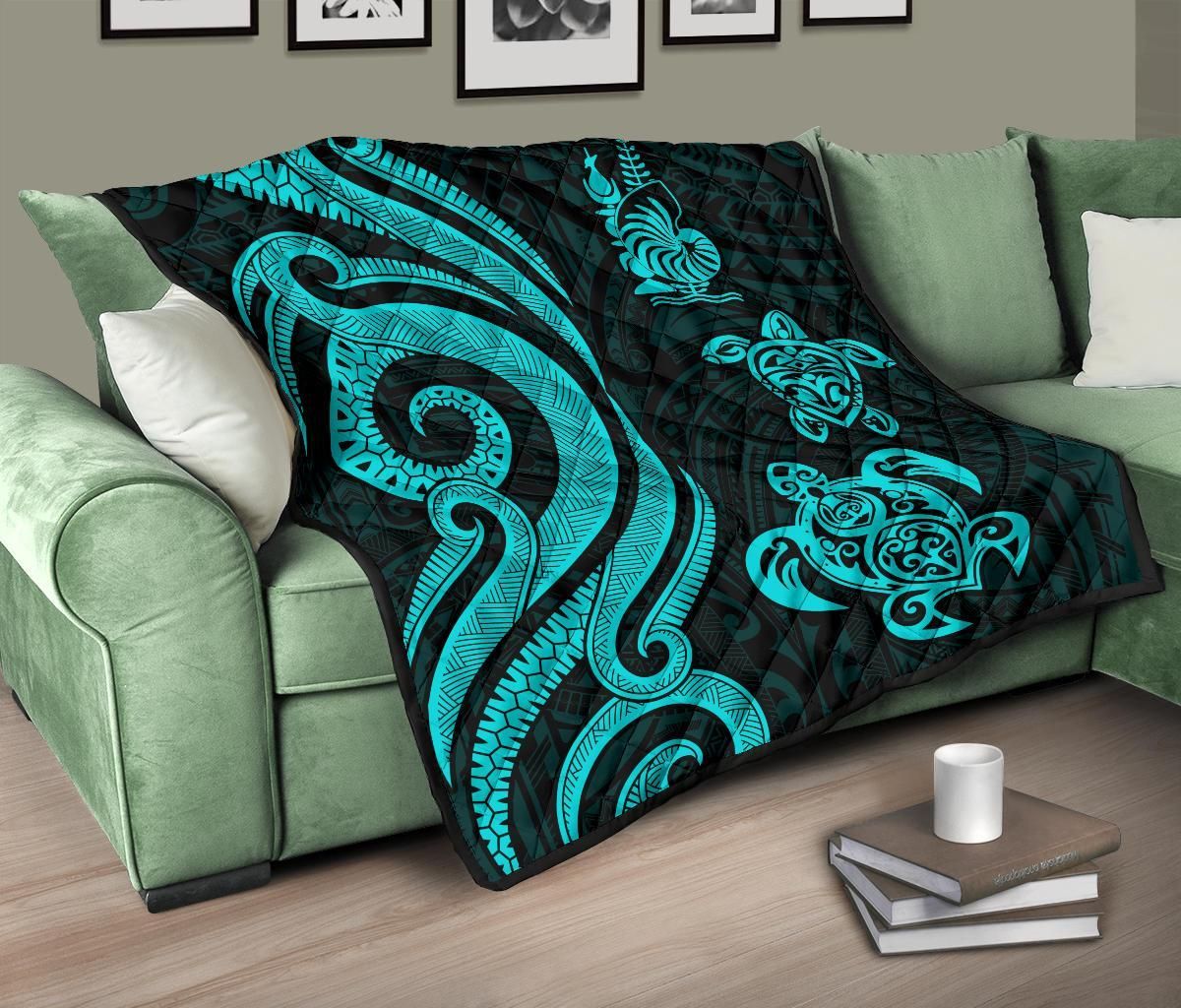 New Caledonia Premium Quilt - Turquoise Tentacle Turtle