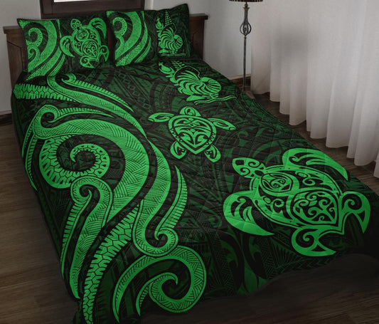 New Caledonia Quilt Bed Set - Green Tentacle Turtle