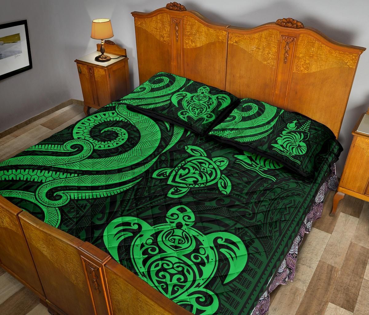 New Caledonia Quilt Bed Set - Green Tentacle Turtle