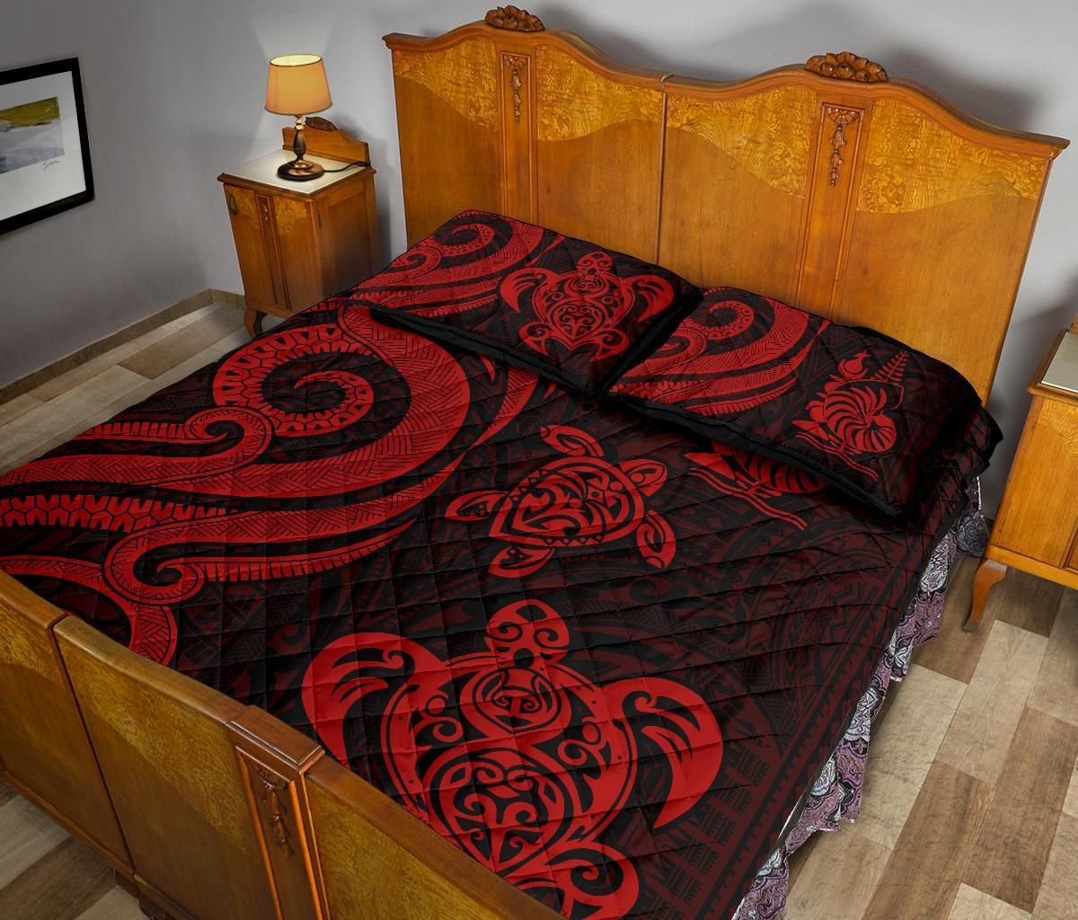New Caledonia Quilt Bed Set - Red Tentacle Turtle