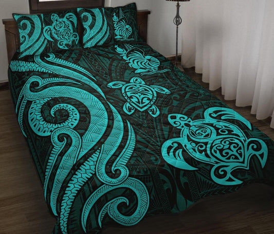 New Caledonia Quilt Bed Set - Turquoise Tentacle Turtle