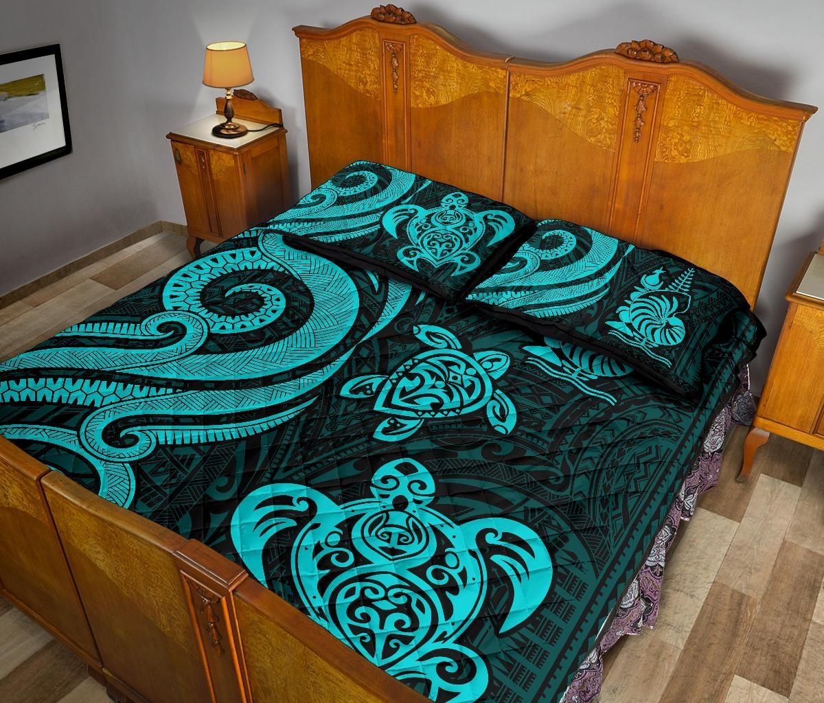 New Caledonia Quilt Bed Set - Turquoise Tentacle Turtle