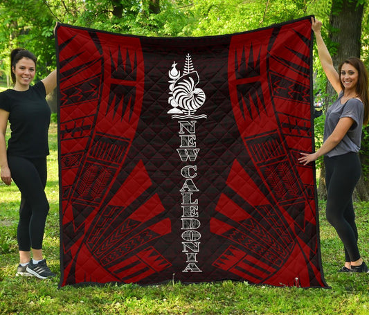 New Caledonia Premium Quilt - New Caledonia Coat Of Arms Polynesian Red Tattoo