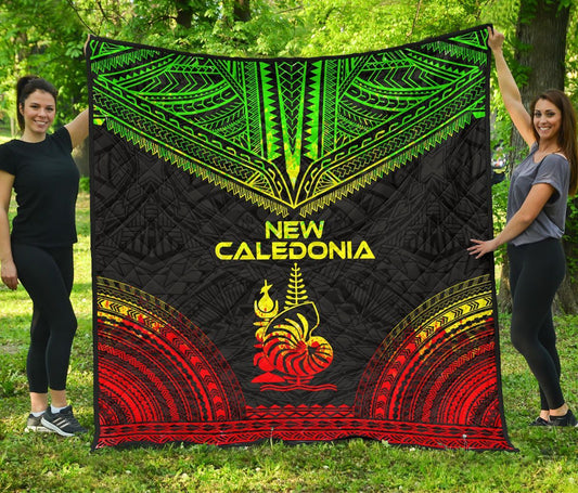 New Caledonia Premium Quilt - New Caledonia Coat Of Arms Polynesian Chief Reggae Version