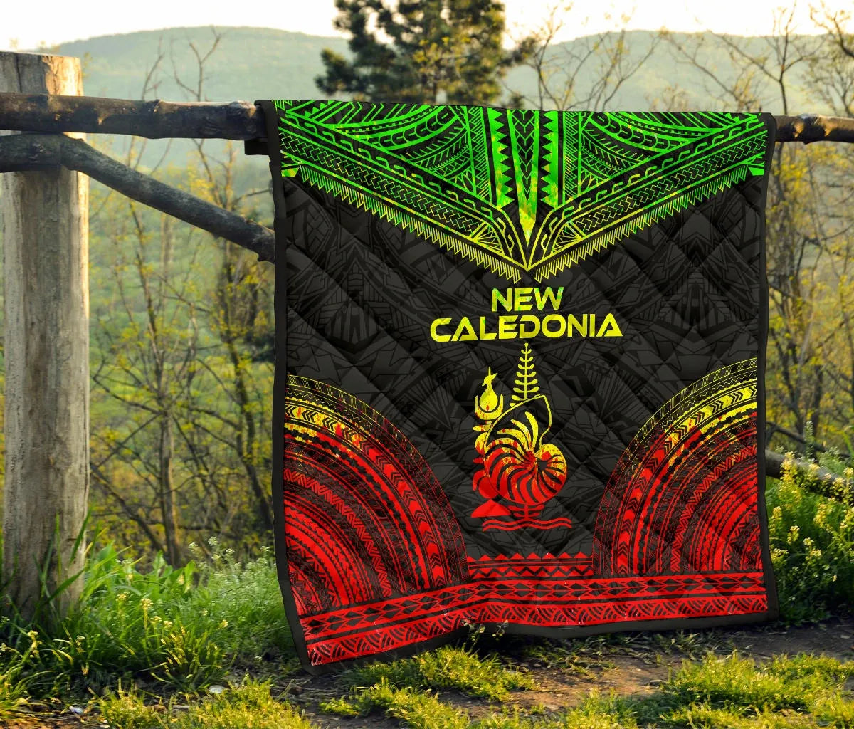New Caledonia Premium Quilt - New Caledonia Coat Of Arms Polynesian Chief Reggae Version