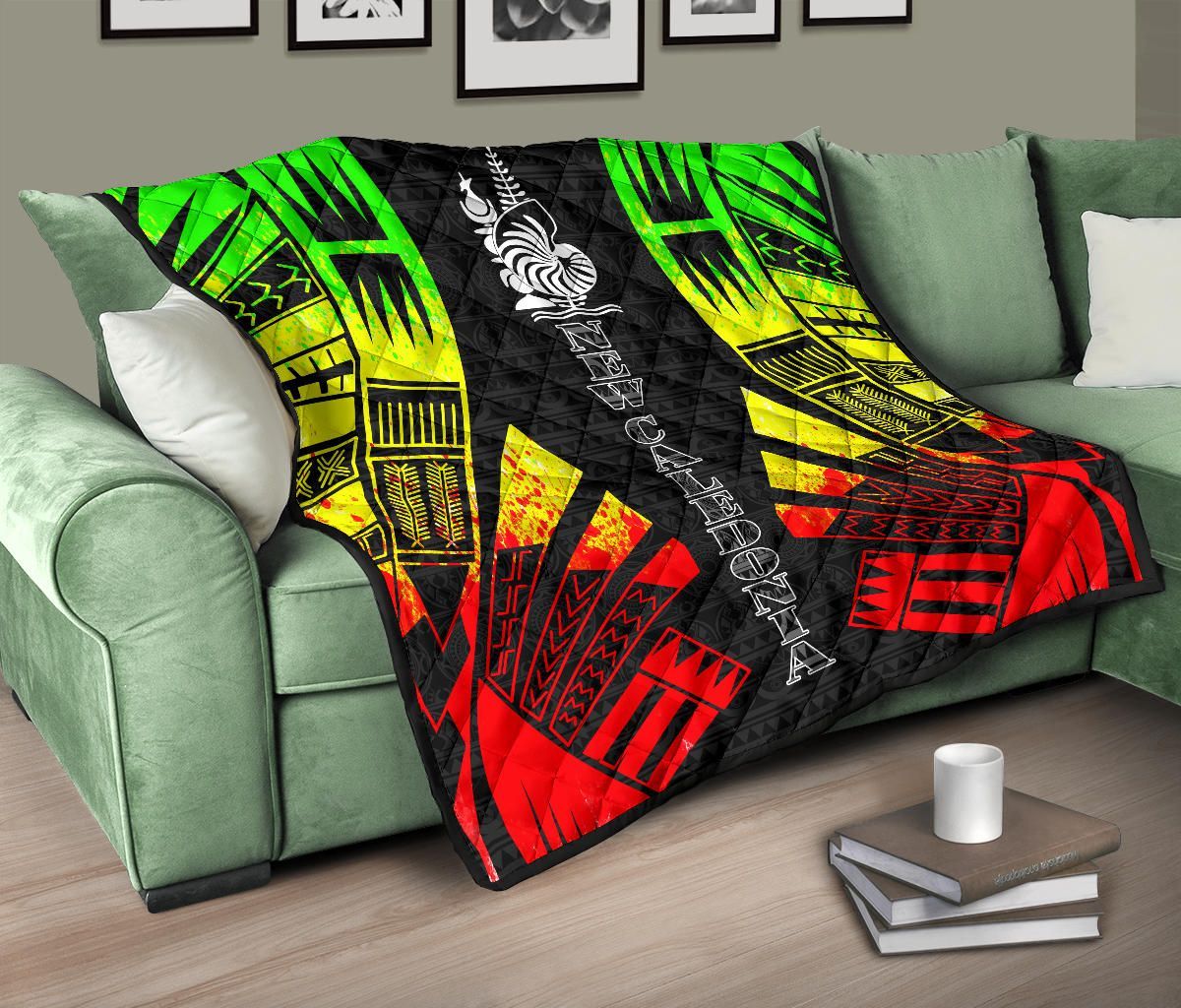 New Caledonia Premium Quilt - New Caledonia Coat Of Arms Polynesian Reggae Tattoo