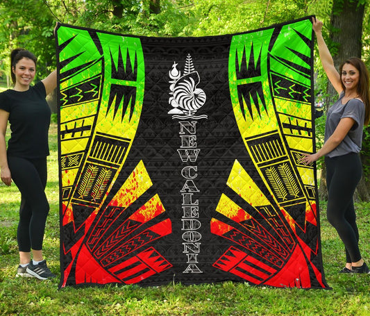 New Caledonia Premium Quilt - New Caledonia Coat Of Arms Polynesian Reggae Tattoo