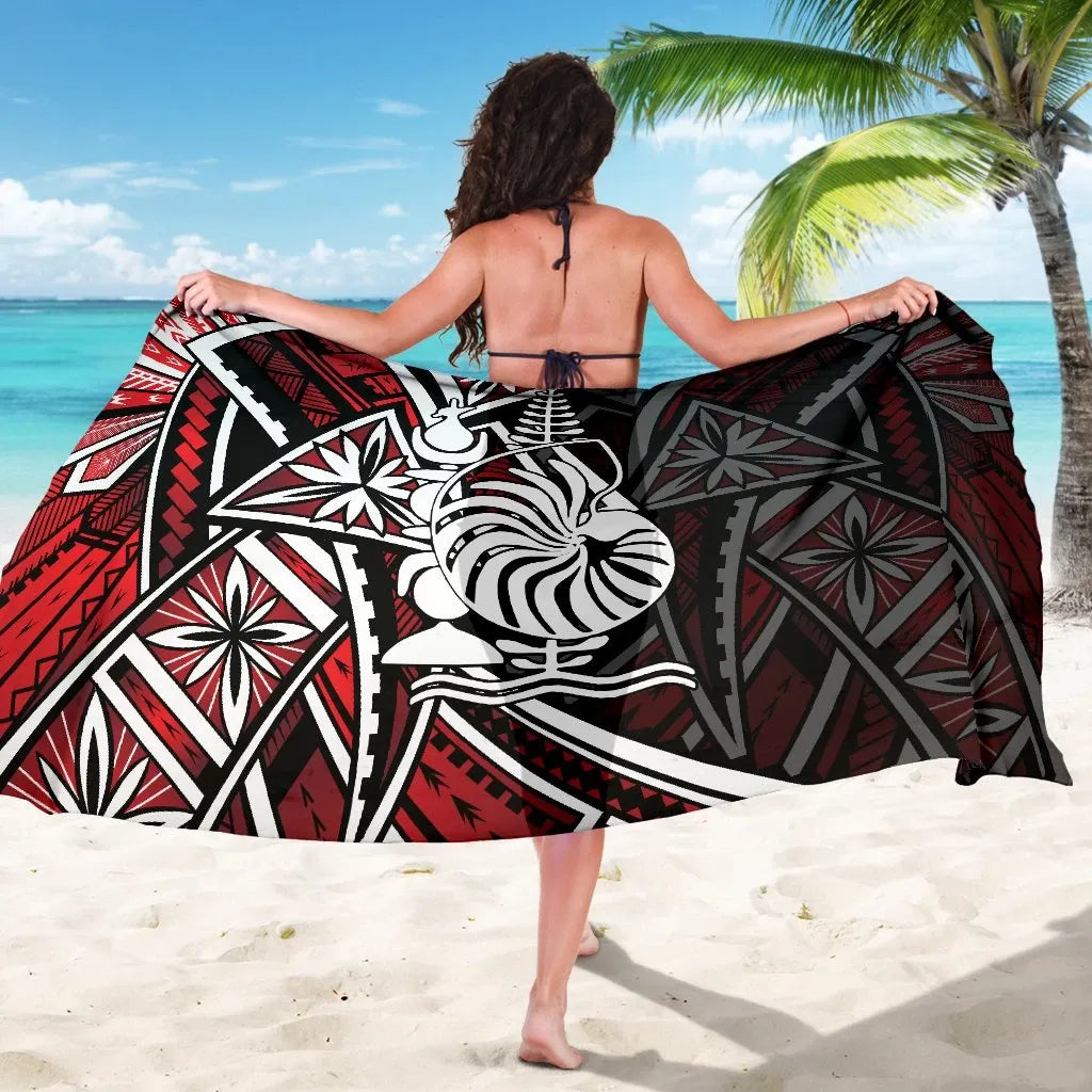 New Caledonia Sarong - Tribal Flower Special Pattern Red Color