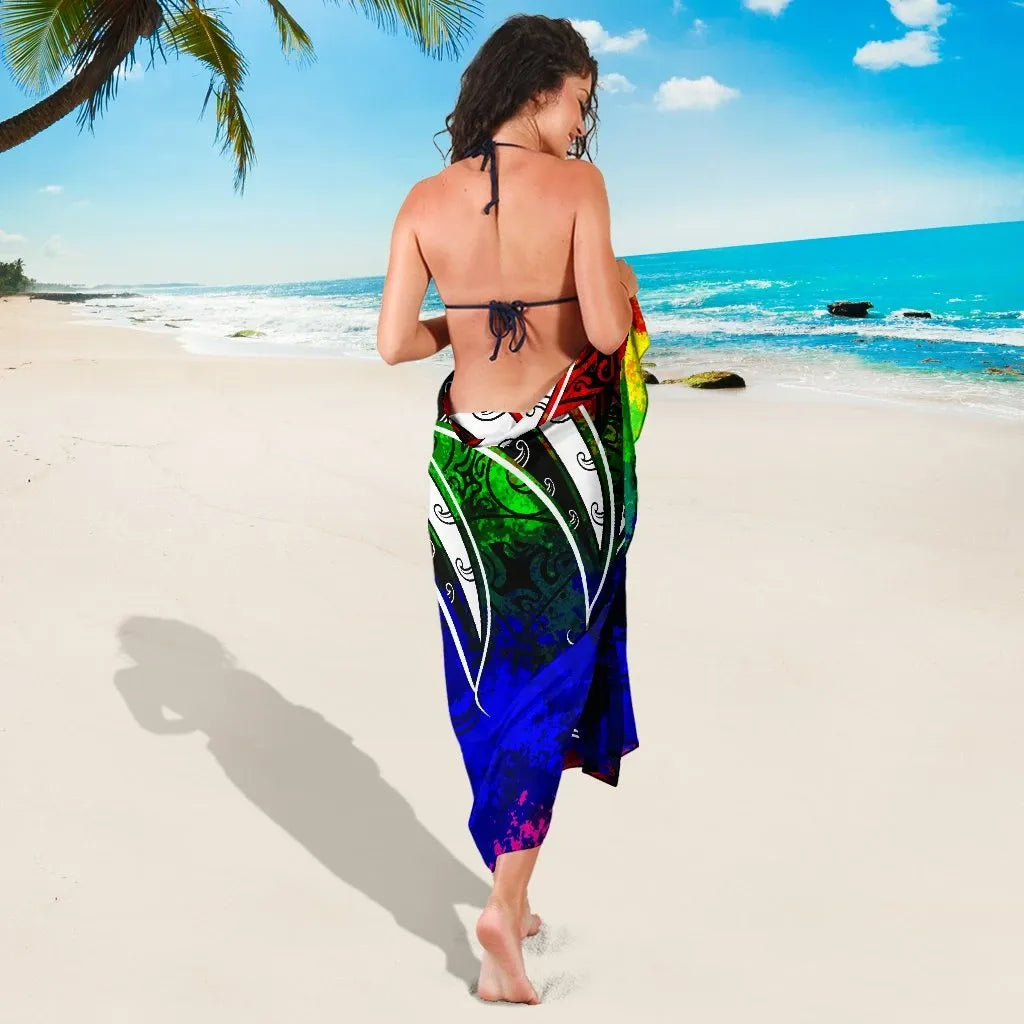 New Caledonia Sarong - Tropical Leaf Rainbow Color