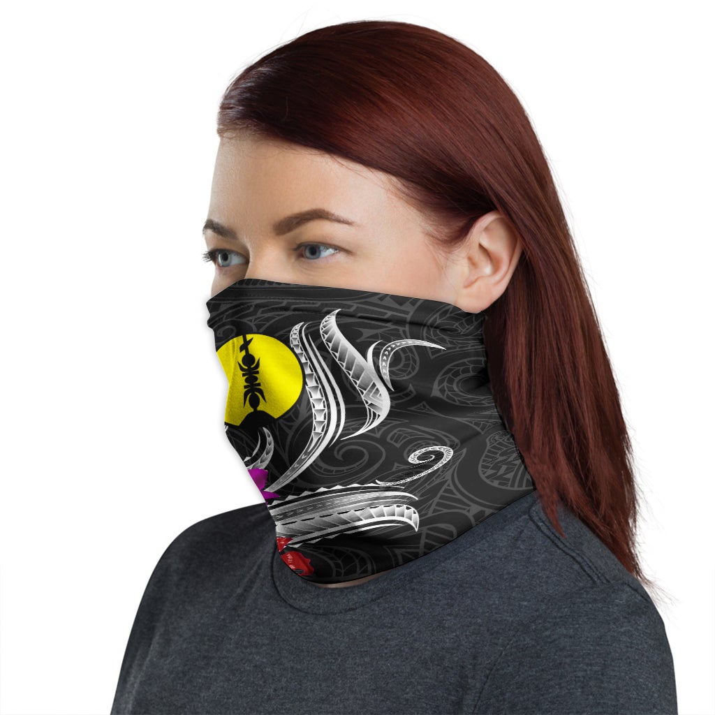 New Caledonia Neck Gaiter Tropical Flower with Polynesian Pattern