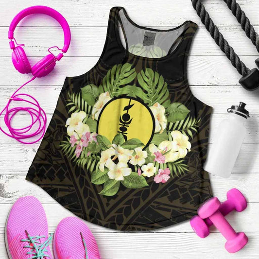 New Caledonia Women Racerback Tank - Polynesian Gold Patterns Collection