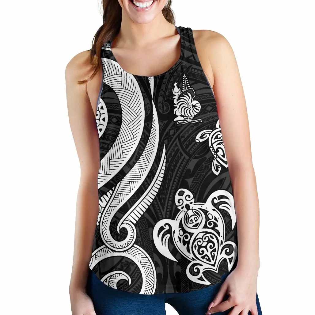 New Caledonia Women Racerback Tank - White Tentacle Turtle