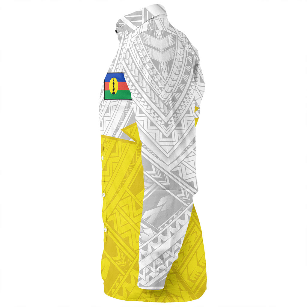 New Caledonia Long Sleeve Shirt Polynesian Tattoo Flag And Coat Of Arms