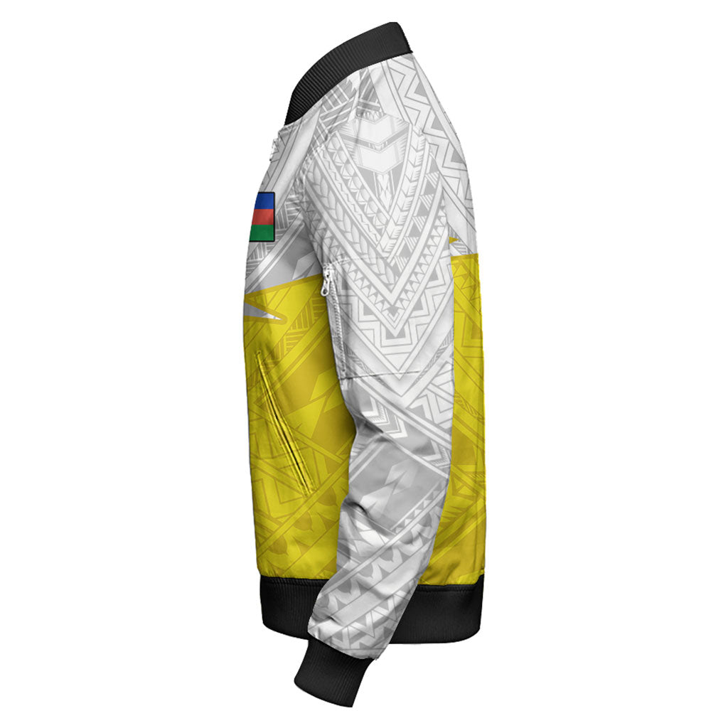 New Caledonia Bomber Jacket Polynesian Tattoo Flag And Coat Of Arms