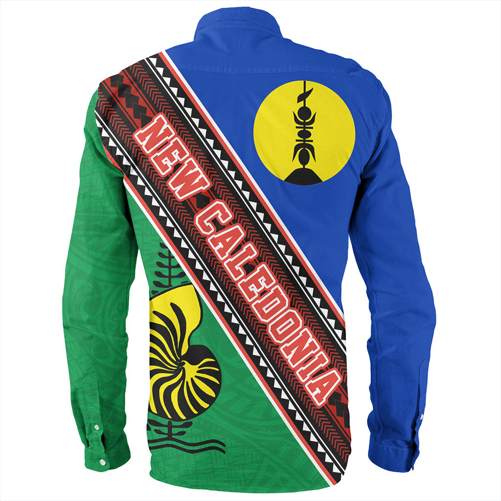 New Caledonia Long Sleeve Shirt Flag And Coat Of Arms