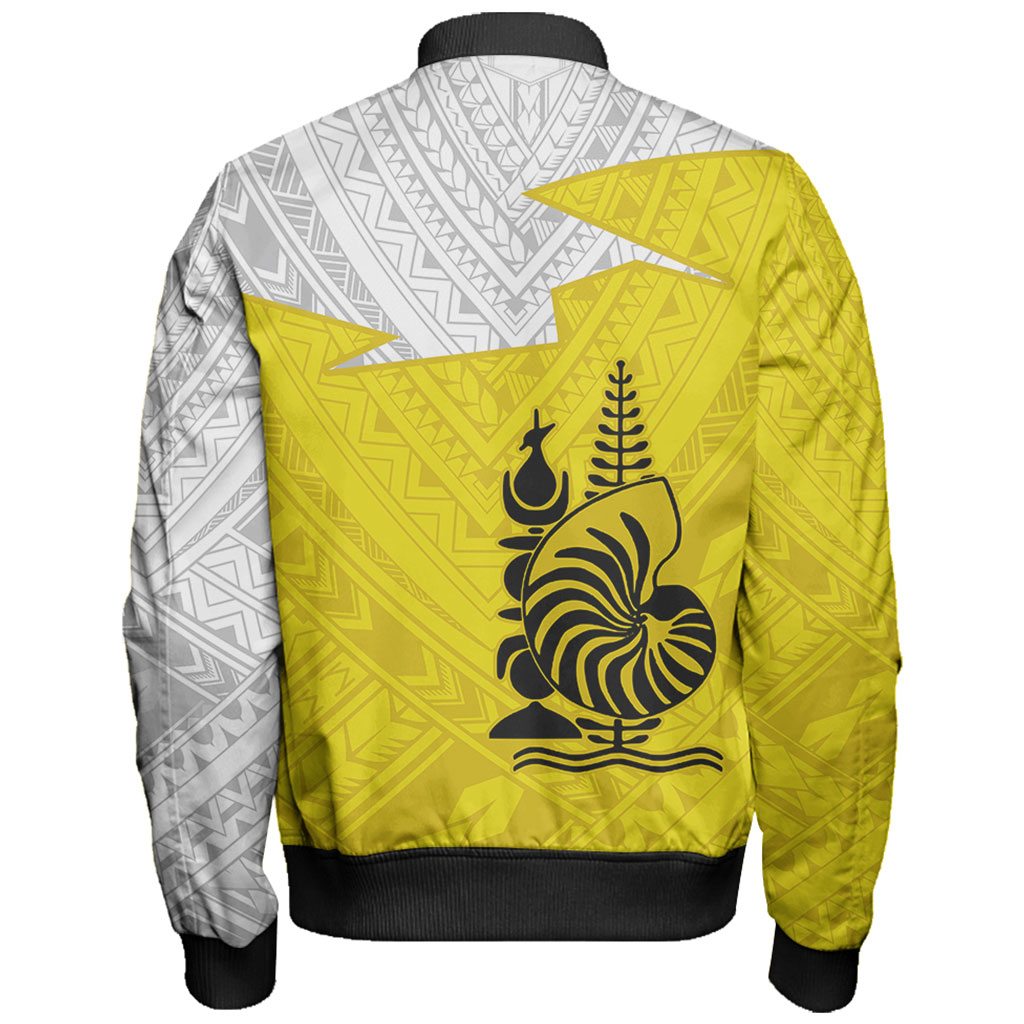 New Caledonia Bomber Jacket Polynesian Tattoo Flag And Coat Of Arms