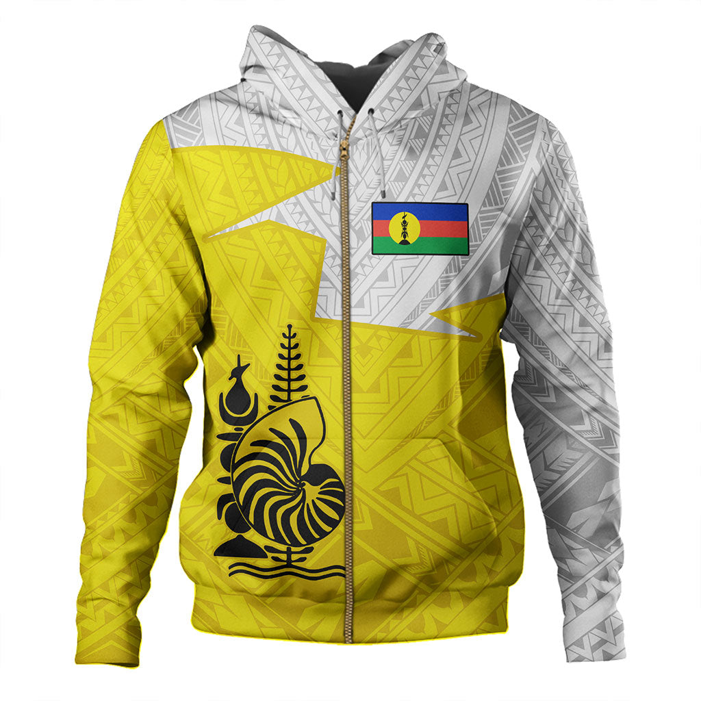 New Caledonia Hoodie Polynesian Tattoo Flag And Coat Of Arms