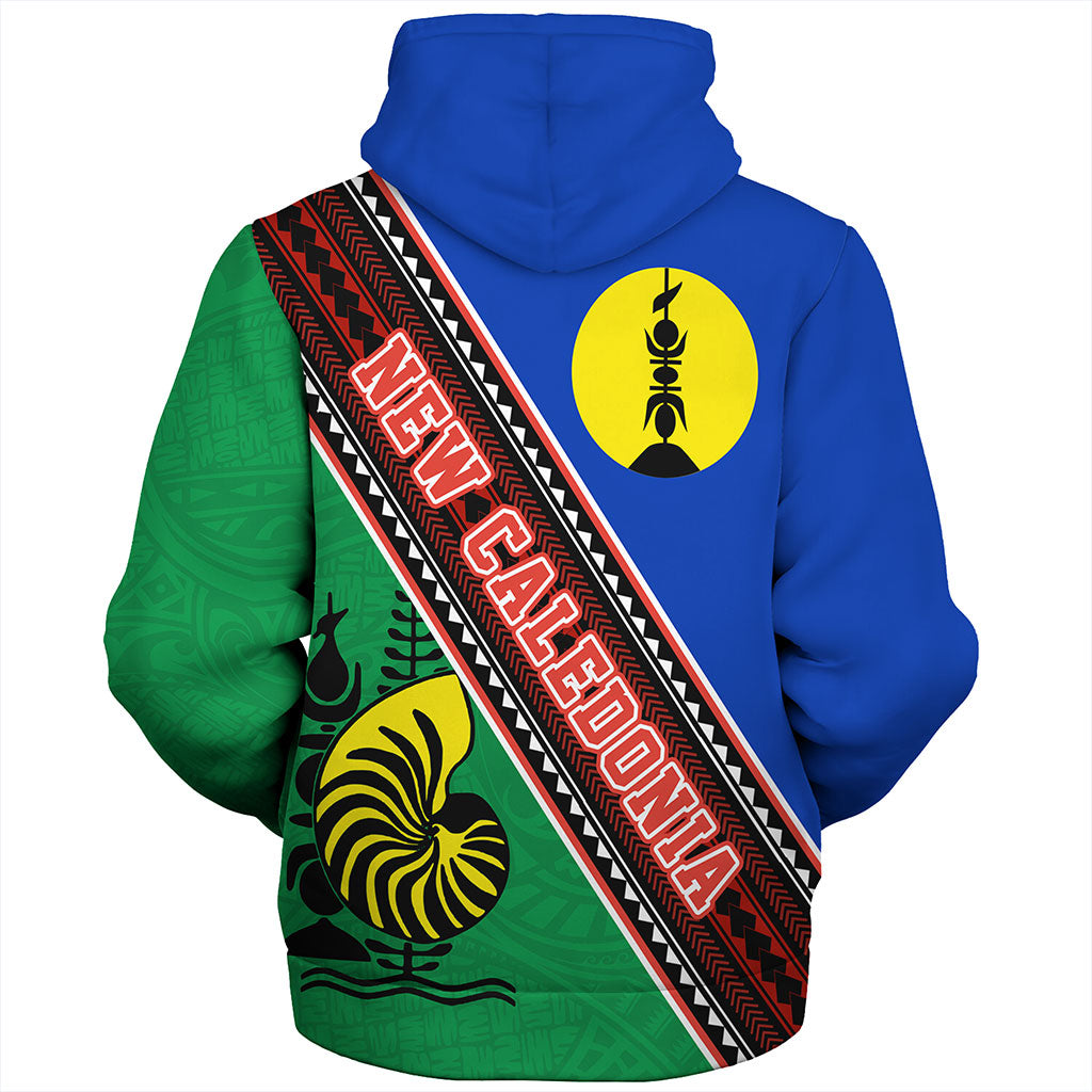 New Caledonia Sherpa Hoodie Flag And Coat Of Arms