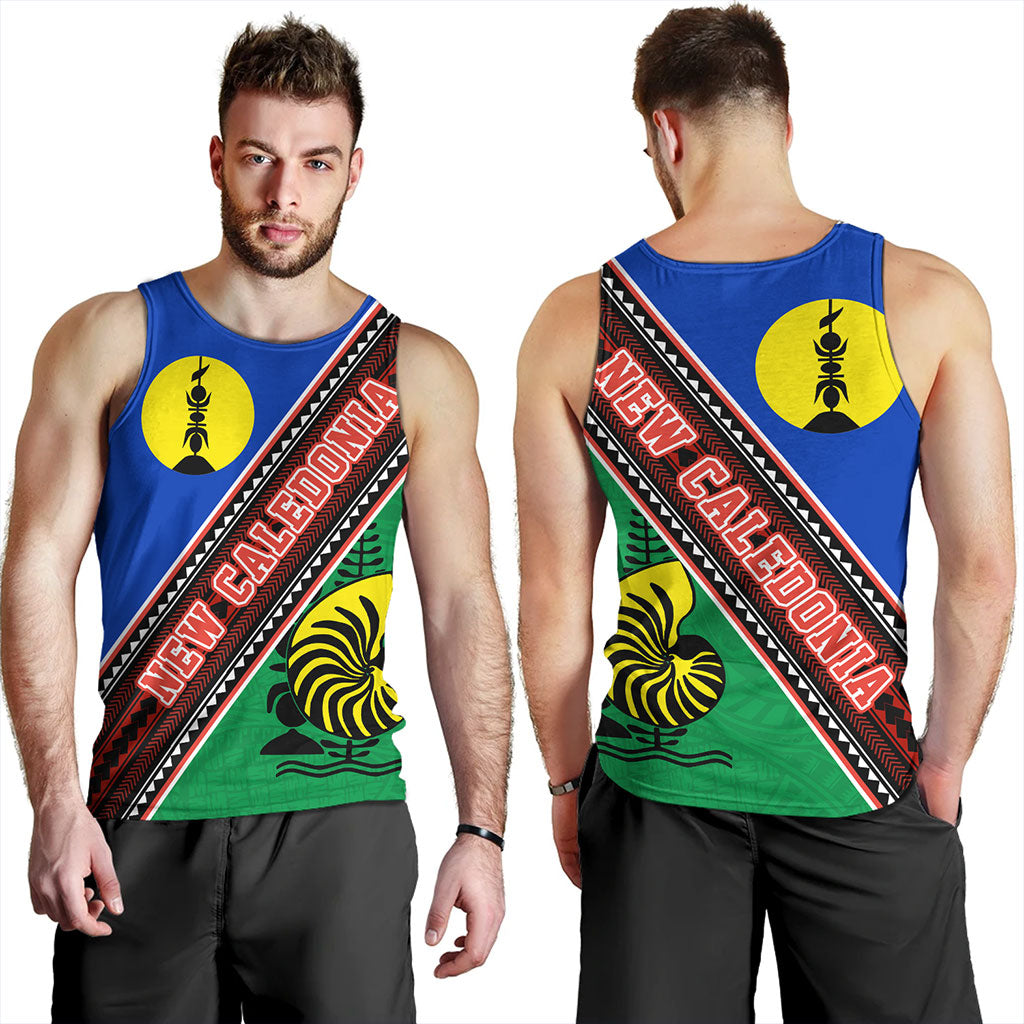 New Caledonia Tank Top Flag And Coat Of Arms