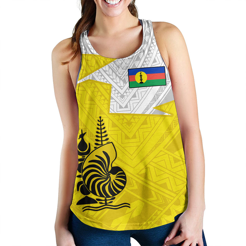 New Caledonia Women Tank Polynesian Tattoo Flag And Coat Of Arms