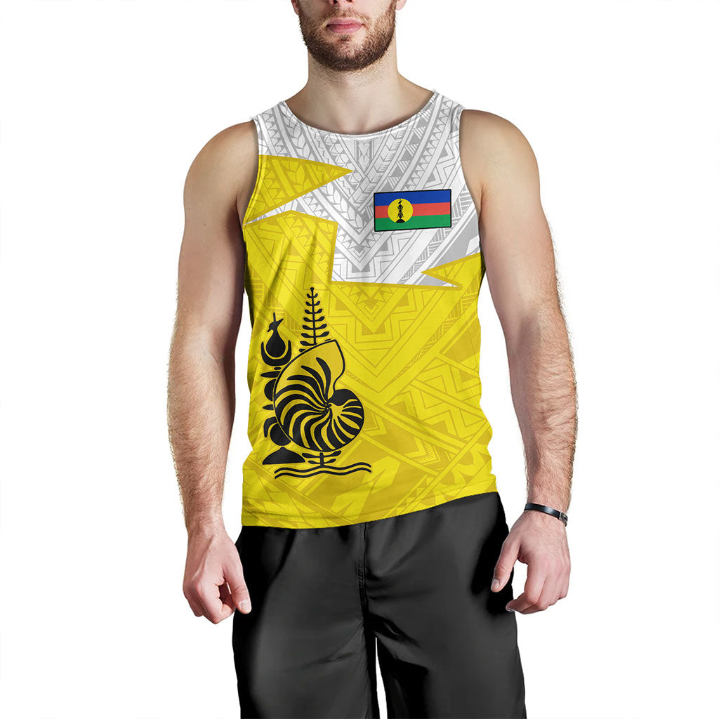 New Caledonia Tank Top Polynesian Tattoo Flag And Coat Of Arms