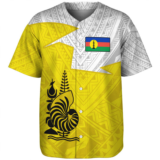 New Caledonia Baseball Shirt Polynesian Tattoo Flag And Coat Of Arms