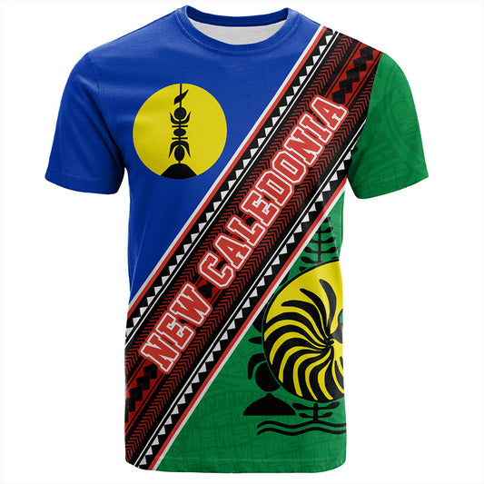 New Caledonia T-Shirt Flag And Coat Of Arms