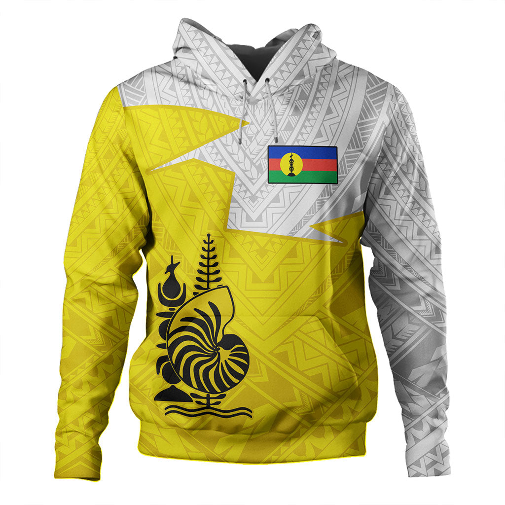 New Caledonia Hoodie Polynesian Tattoo Flag And Coat Of Arms