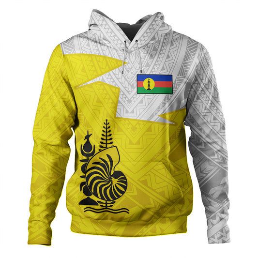 New Caledonia Hoodie Polynesian Tattoo Flag And Coat Of Arms