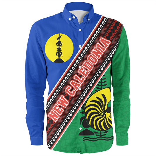 New Caledonia Long Sleeve Shirt Flag And Coat Of Arms