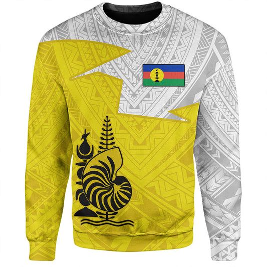 New Caledonia Sweatshirt Polynesian Tattoo Flag And Coat Of Arms
