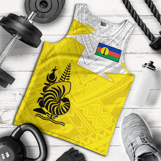 New Caledonia Tank Top Polynesian Tattoo Flag And Coat Of Arms